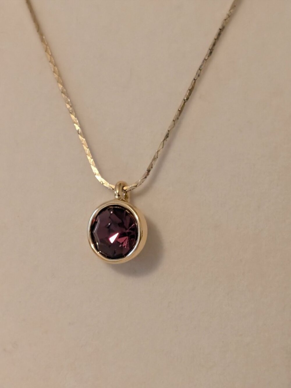 Napier Royalton Purple Amethyst Swarovski Crystal Gold Toned Pendant Necklace